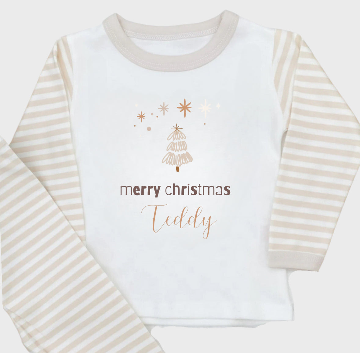 Natural Stripe Christmas Pj’s - Personalised