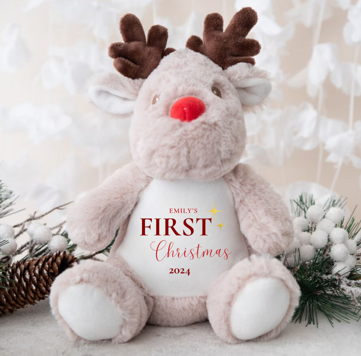 Personalised Reindeer Plush - My First Christmas