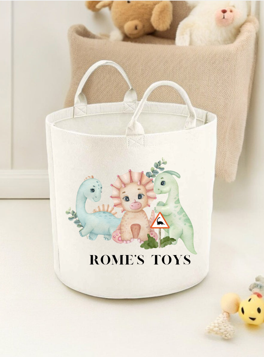 Dinosaur Toy Storage Basket - Personalised